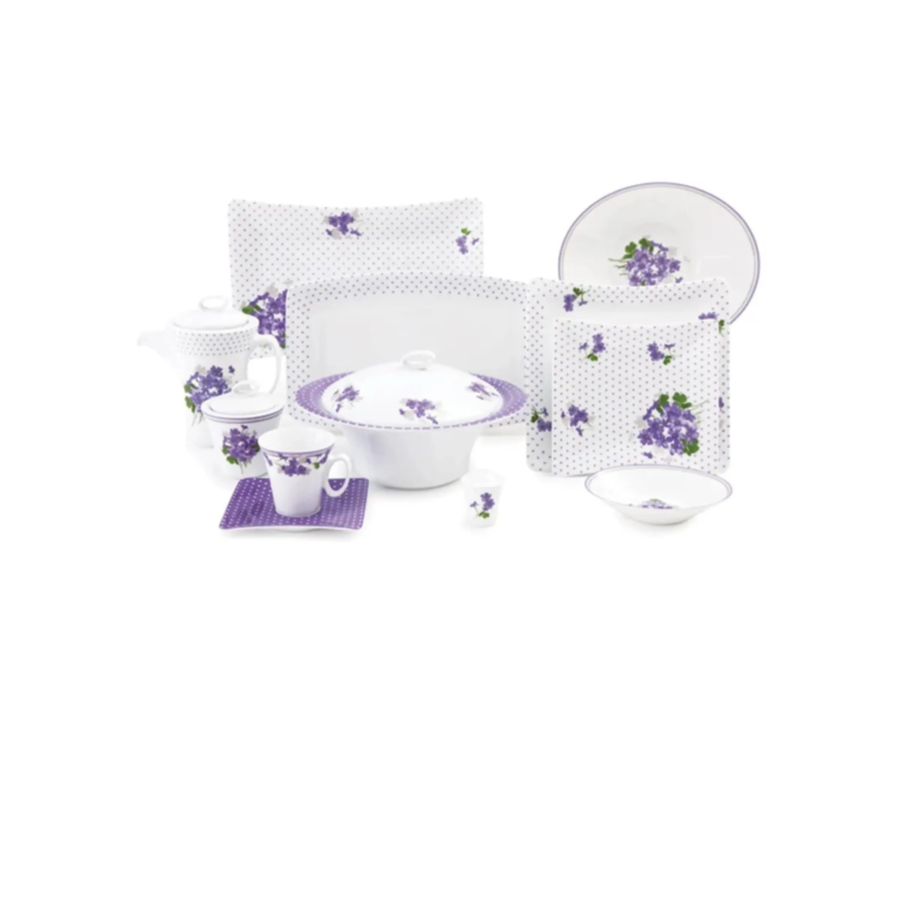 سرویس چینی زرین 6 نفره 30 پارچه غذاخوری یاس بنفش